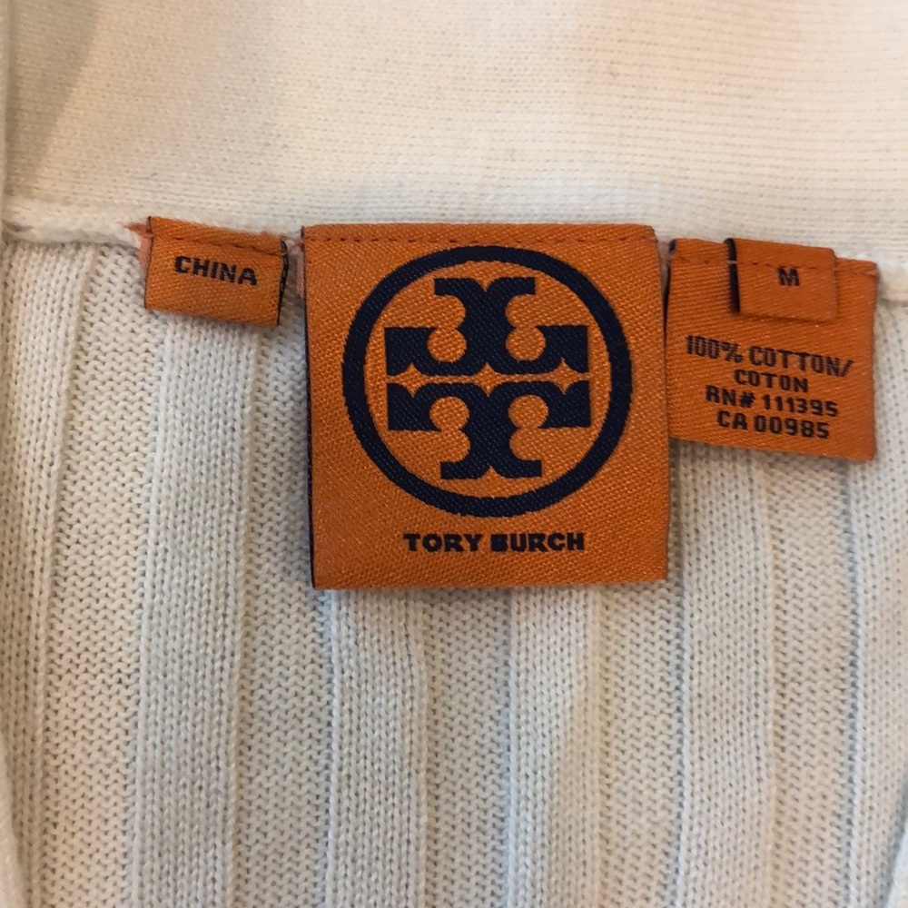 Tory Burch Cream Ribbed Cardigan - Picture 2 of 9